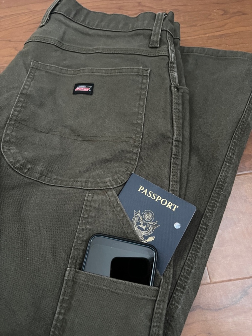 Dickies Men's Dark Olive Cargo Pants with Utility Pockets